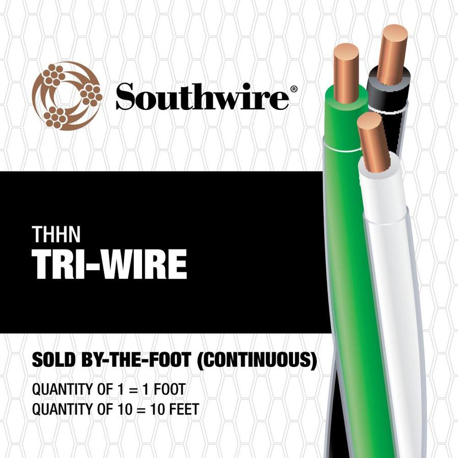 Southwire Tri-Wire 14/3 Solid Black/White/Green Copper ...