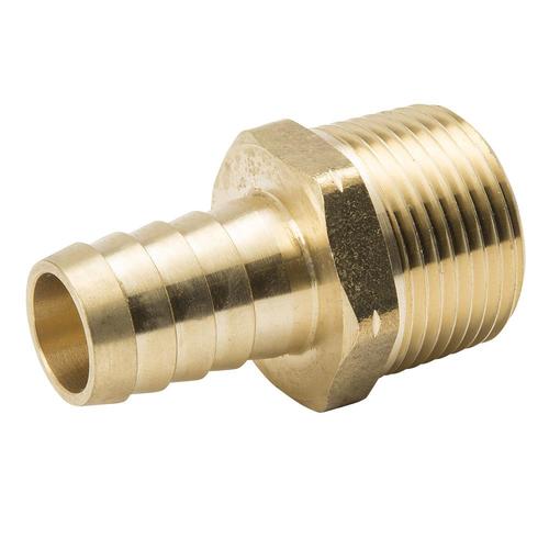 B&K 5/8in x 3/4in dia Barbed Barb x MIP Adapter Fitting in the Brass