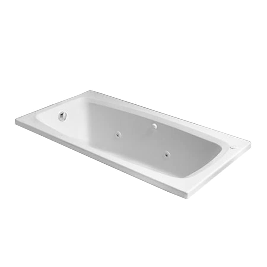 Mainstream 60 In White Acrylic Rectangular Reversible Drain Drop In Whirlpool Bathtub
