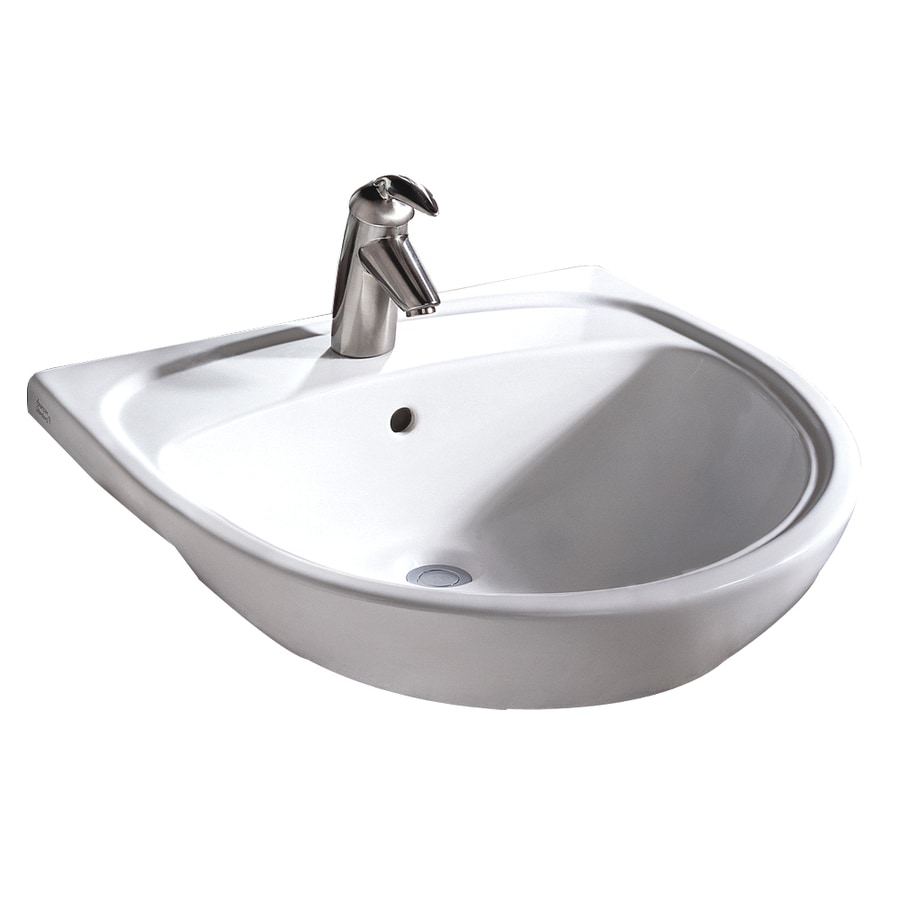 American Standard White DropIn Round Bathroom Sink with Overflow Drain