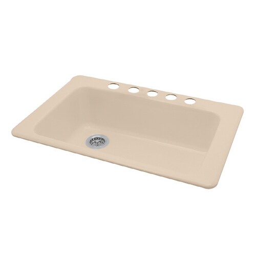 American Standard Fawn Beige 5Hole SingleBasin Porcelain Kitchen Sink