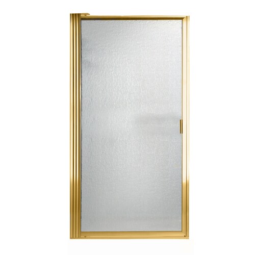 33 12 In To 34 87 W Polished Brass Pivot Shower Door