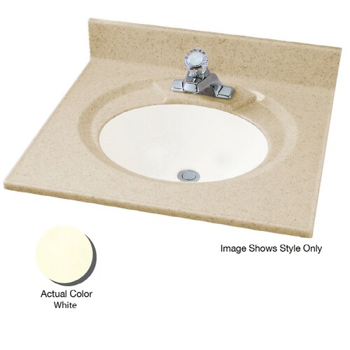 25-in X 22-in Bathroom Vanity Top In White On Bone - Bath One