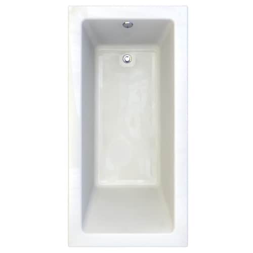 American Standard Studio 72in White Acrylic Rectangular Reversible Drain DropIn Bathtub at