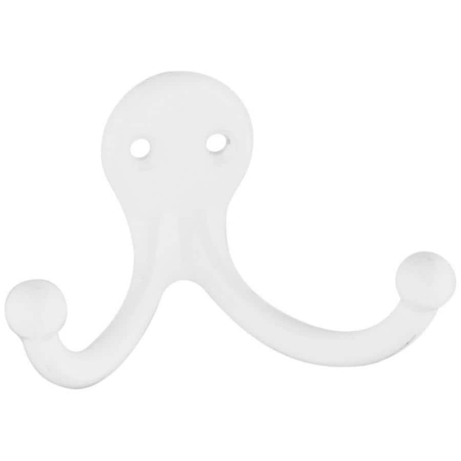 Gatehouse WHITE DOUBLE PRONG CLOTHES HOOK at Lowes.com