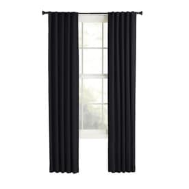 Style Selections Bernard 63-in Black Polyester Light Filtering Single Curtain Panel