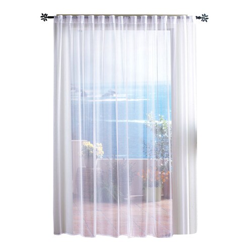 Solaris Mesh 108in White Polyester Sheer Single Curtain Panel in the Curtains & Drapes