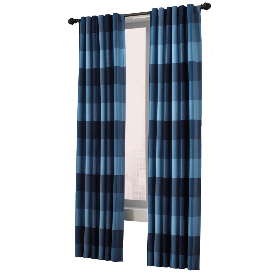 allen + roth Emilia 63-in Blue Polyester Back Tab Light Filtering Standard Lined Single Curtain Panel