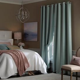 allen + roth 84-in Mist Polyester Blackout Single Curtain Panel