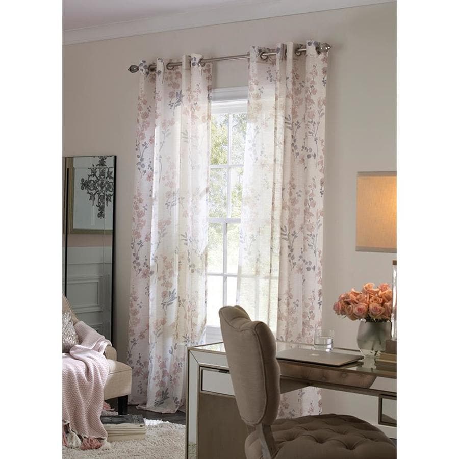 Allen + roth Candian 84in Blush Polyester Grommet SemiSheer Single Curtain Panel at
