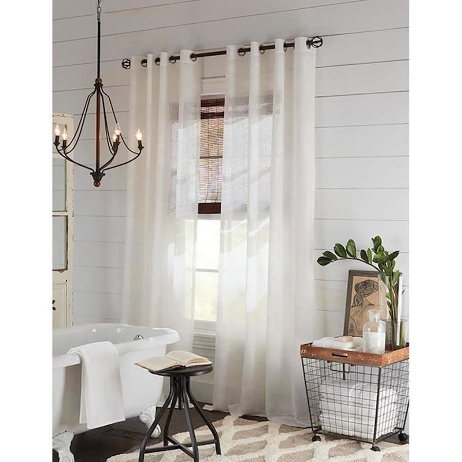 Allen + roth Palma 63in White Polyester Grommet SemiSheer Single Curtain Panel at