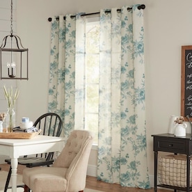 allen + roth Lyla 84-in Blue Polyester Light Filtering Single Curtain Panel