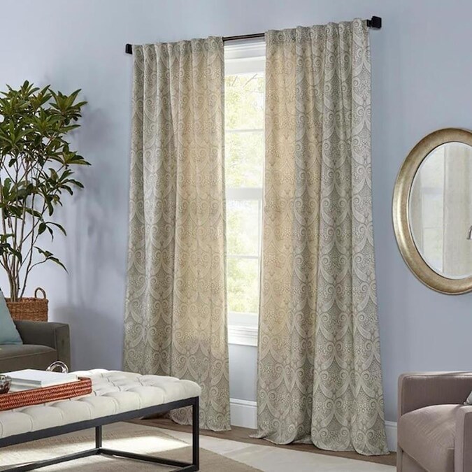 allen + roth 63in Linen Polyester Light Filtering Standard Lined Back Tab Single Curtain Panel