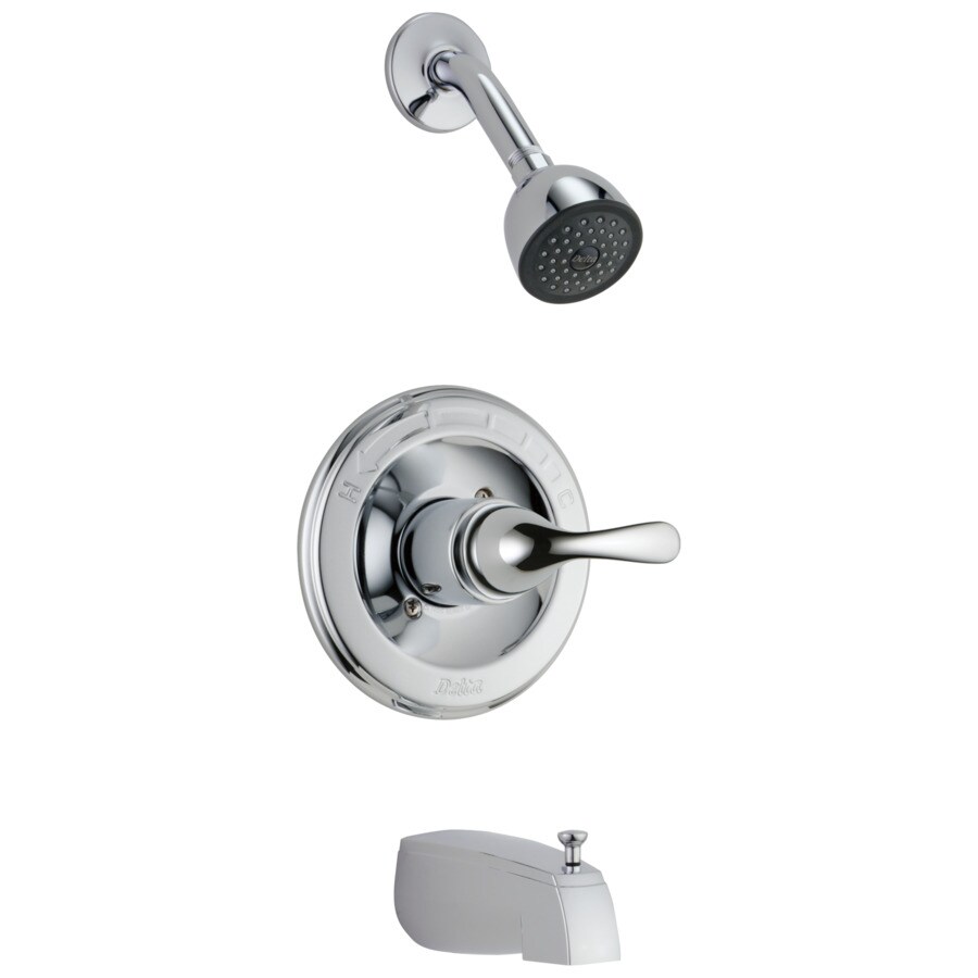 Delta T13420-SOS Classic Chrome 1-Handle WaterSense Bathtub and Shower Faucet Trim Kit with Single Function Showerhead
