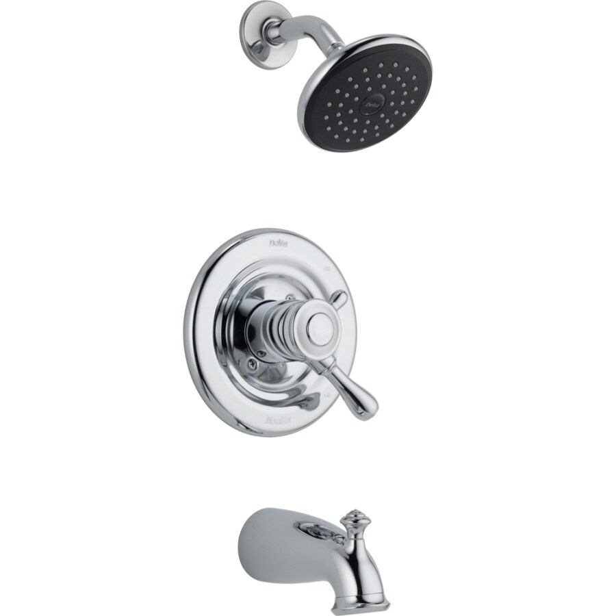 Delta Leland Chrome 1 Handle Bathtub And Shower Faucet Trim Kit Delta Leland Chrome 1 Handle Bathtub And Shower Faucet Trim Kit With Rain Showerhead