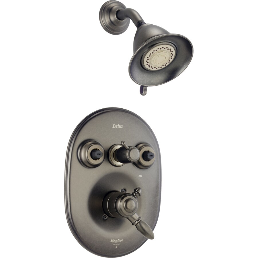Delta T18255-PTXO Victorian Aged Pewter 1-Handle Shower Faucet with Multi-Function Showerhead