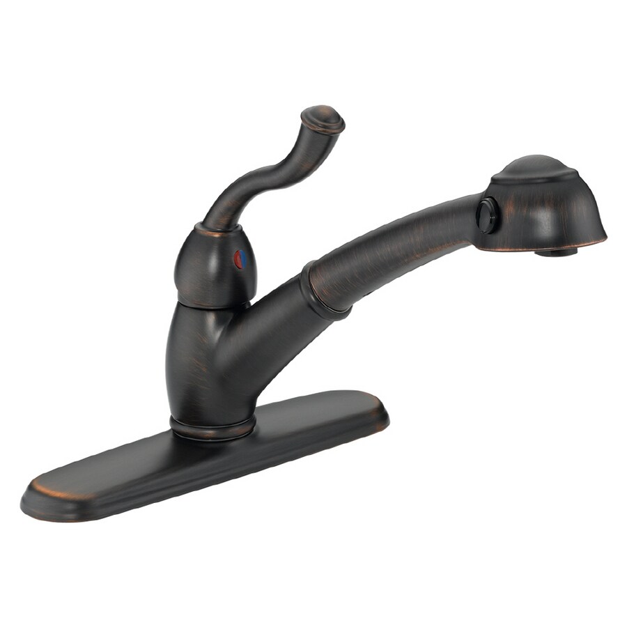Delta 473-RB-DST Saxony Venetian Bronze Single-Handle Kitchen Faucet with Pull-Out Spray