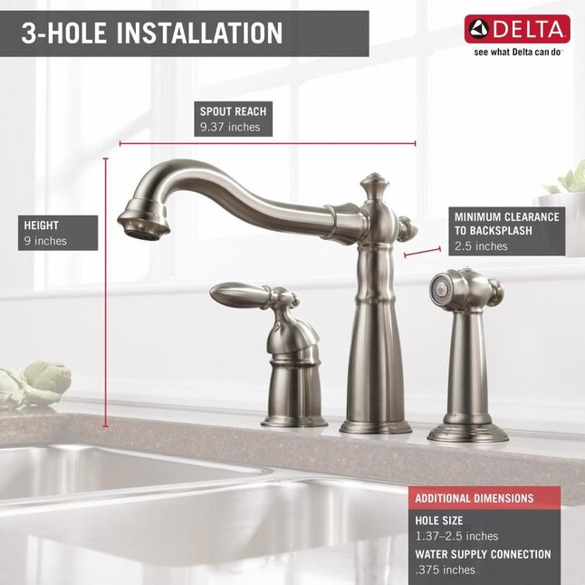 Delta Victorian Stainless 1-Handle Deck-Mount High-Arc Handle Kitchen Faucet Delta Victorian Stainless 1-Handle Deck-Mount High-Arc Handle Kitchen Faucet