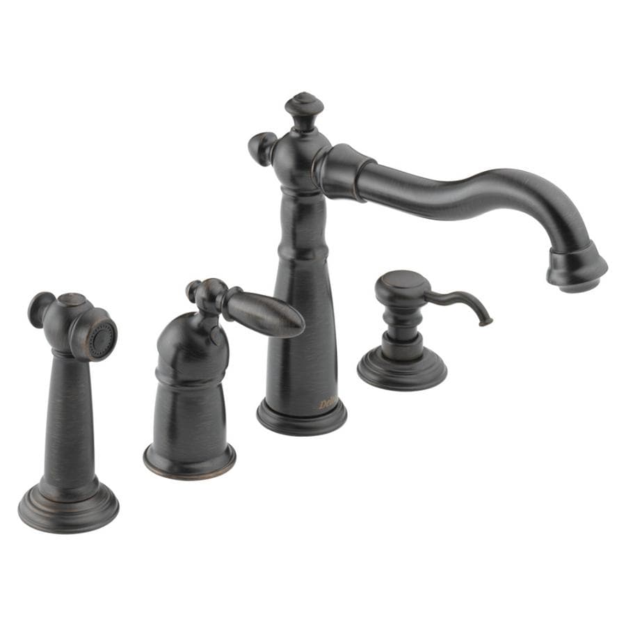 Delta 156-RB-DST Victorian Venetian Bronze Single-Handle Kitchen Faucet with Side Spray