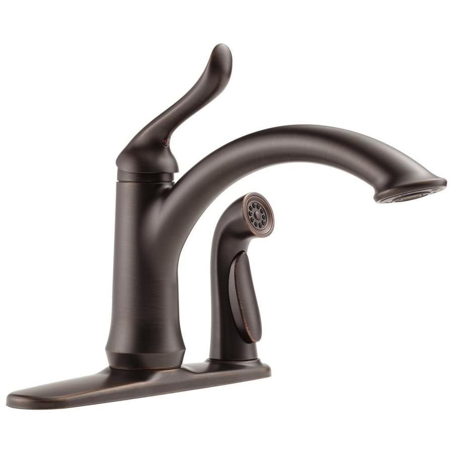 Delta 3353-RB-DST Linden Venetian Bronze 1-Handle High-Arc Kitchen Faucet with Side Spray