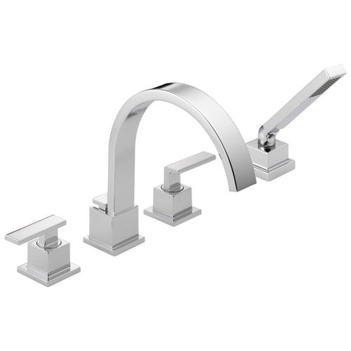 Delta Vero Chrome 2Handle Residential Deck Mount Roman Bathtub Faucet