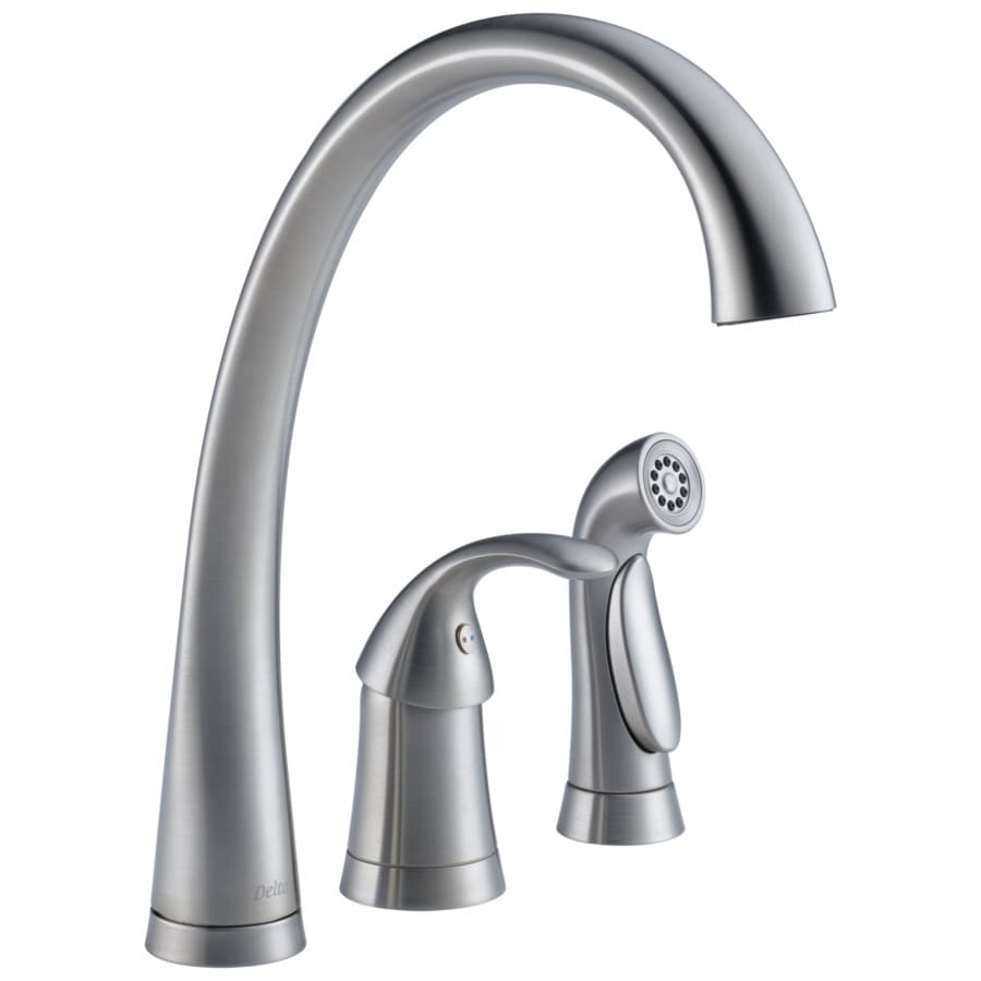 Delta Pilar Waterfall Arctic Stainless 1-Handle Deck Mount ...