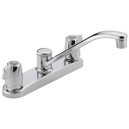 Peerless Chrome 2Handle DeckMount LowArc Handle Kitchen Faucet (Deck