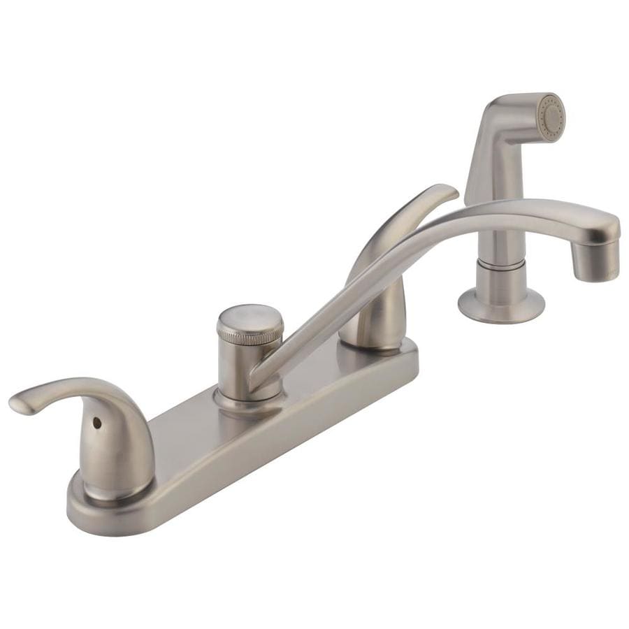 Peerless P299508LF-SS Stainless 2-Handle Low-Arc Kitchen Faucet with Side Spray