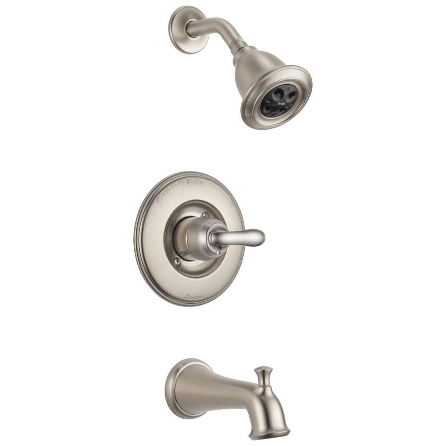 Delta T14494-SSH2O Linden Stainless 1-Handle WaterSense Bathtub and Shower Faucet Trim Kit with Single Function Showerhead