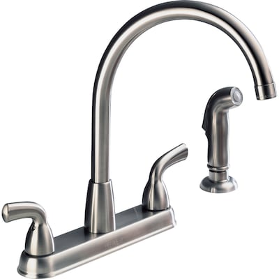 Peerless Stainless 2 Handle Deck Mount High Arc Kitchen Faucet At