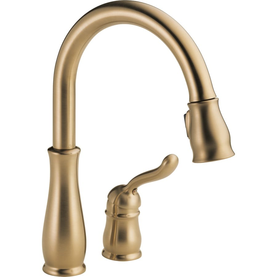 Delta 978-CZ-DST Leland Champagne Bronze Single Handle Deck-mount Pull-down Kitchen Faucet with Sprayer