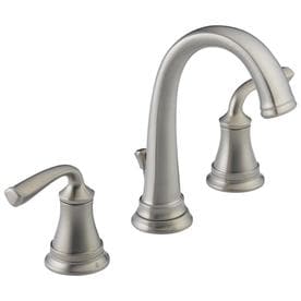 Delta Lorain Stainless 2-handle Widespread WaterSense Bathroom Sink Faucet with Drain