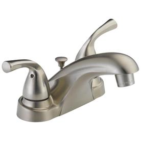 Delta Brushed Nickel 2-handle 4-in Centerset WaterSense Bathroom Sink Faucet with Drain
