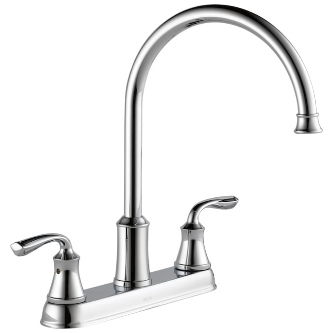 Delta Lorain Chrome 2 Handle Deck Mount High Arc Handle Kitchen Faucet In The Kitchen Faucets Department At Lowes Com