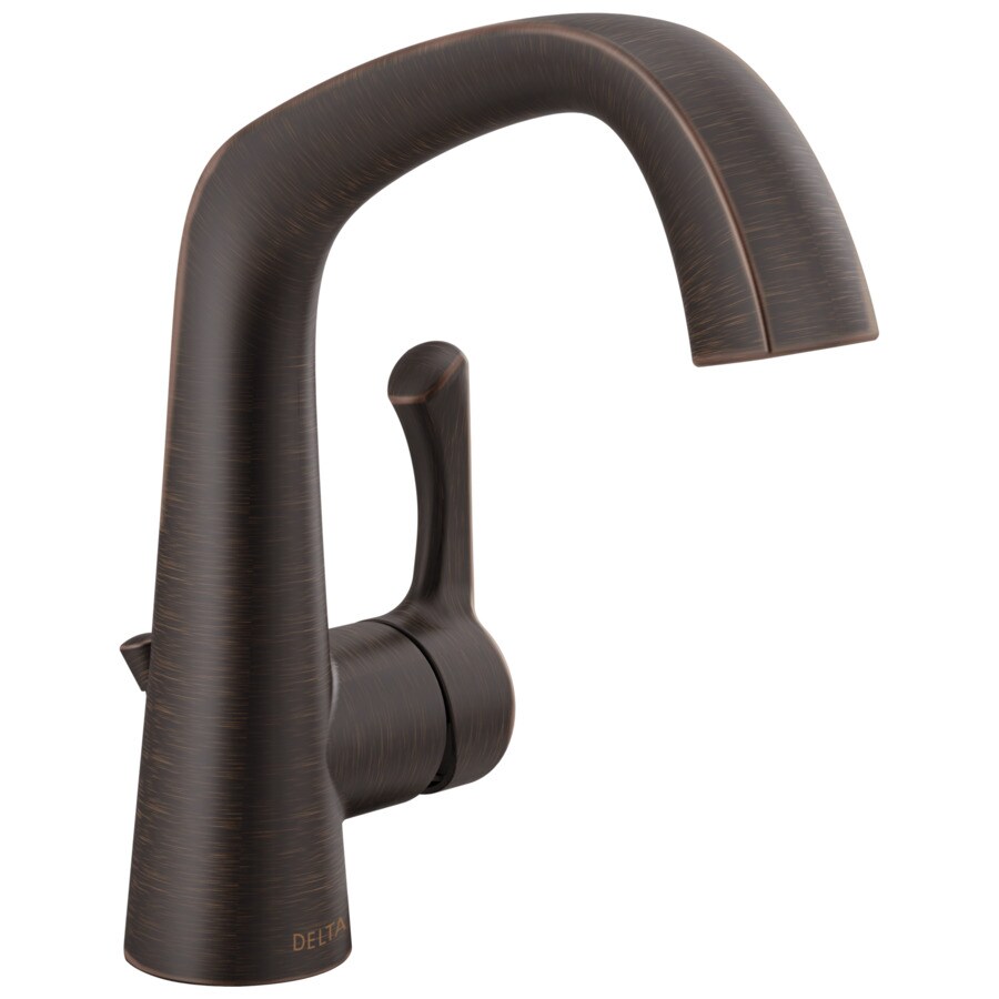 Delta Larkin Bronze 1Handle 4in Centerset WaterSense Bathroom Sink Faucet with Drain