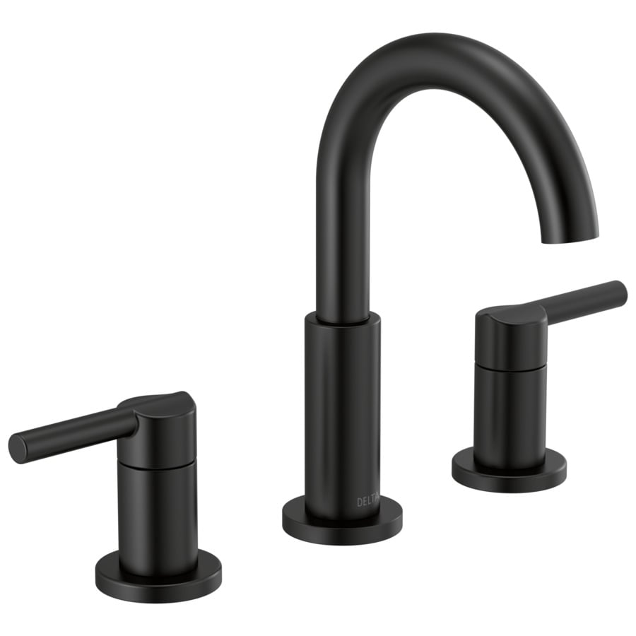 Delta Nicoli Matte Black 2 Handle Widespread Watersense Bathroom Sink Faucet With Drain In The Bathroom Sink Faucets Department At Lowes Com