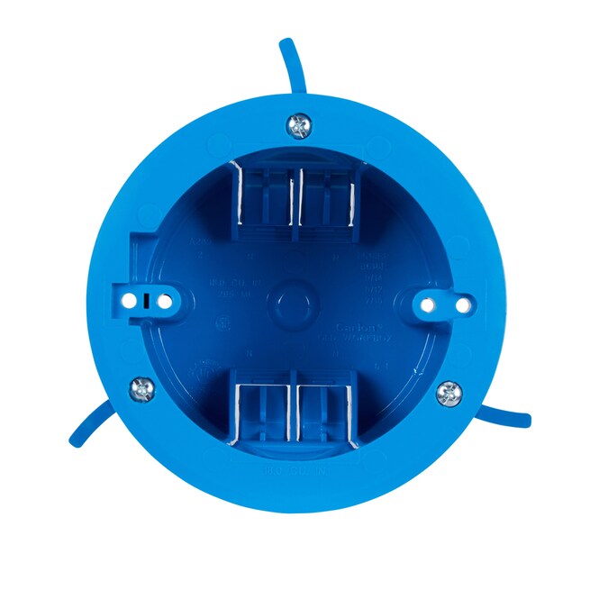 CARLON 1Gang Blue Plastic Old Work Standard Round Ceiling Electrical Box in the Electrical