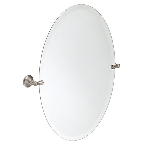 Moen Sage 22.79in Spot Resist Brushed Nickel Oval Frameless Bathroom Mirror in the Bathroom