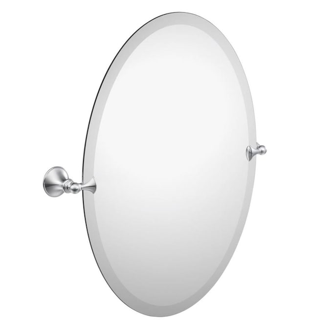Oval Tilting Frameless Bathroom Mirror, Beveled Oval Mirror Bathroom