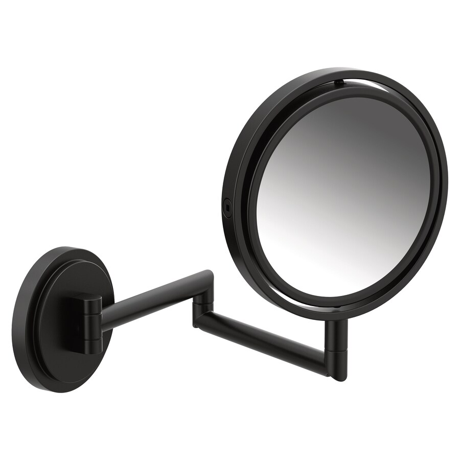 Moen Arris 6.65in Matte Black Round Bathroom Mirror in the Bathroom