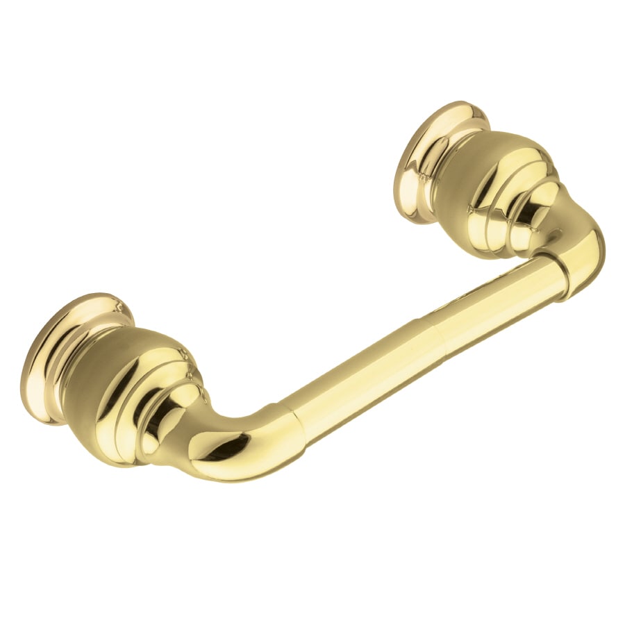 Moen Monticello Polished brass Wall mount Spring-loaded Toilet Paper Holder 1 -Rolls with Storage