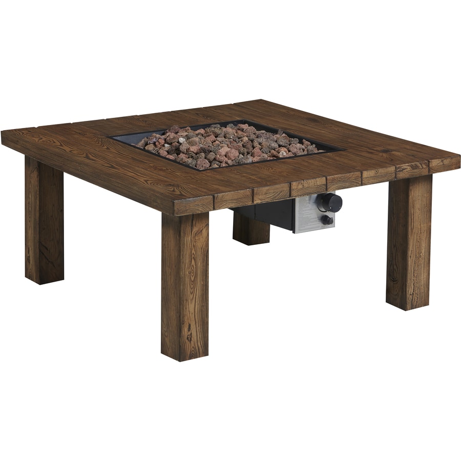 Garden Treasures 38 In W 50000 Btu Brown Composite Fire Table At