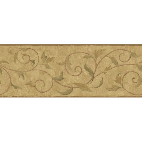 York Wallcoverings 9" Vine Scroll Prepasted Wallpaper Border In The ...