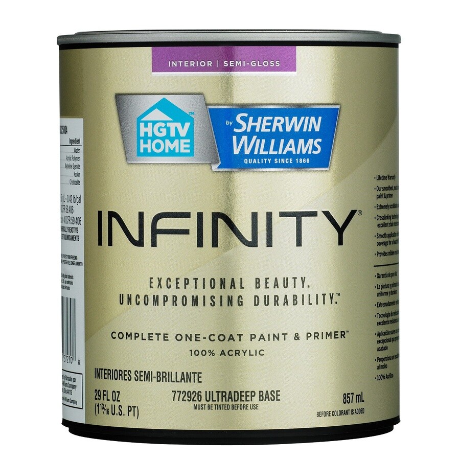 Hgtv Home By Sherwin Williams Infinity Tintable Semi Gloss Acrylic Interior Paint And Primer In