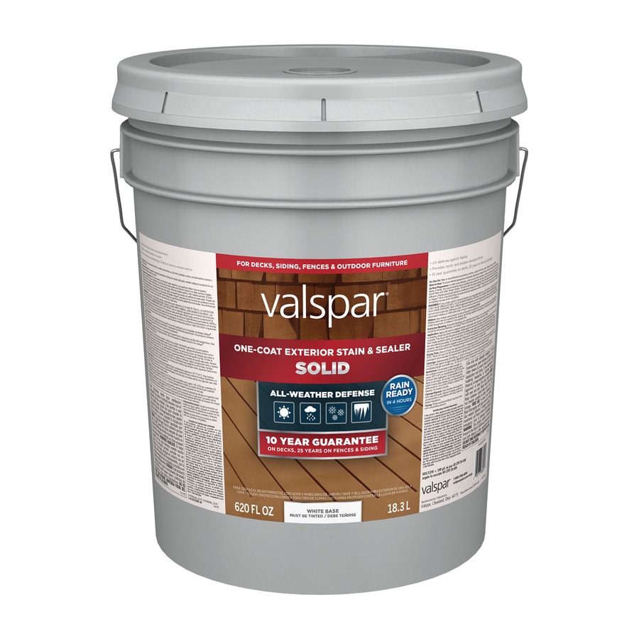 Valspar Tintable White Base Solid Exterior Stain And Sealer 5 Gallon 