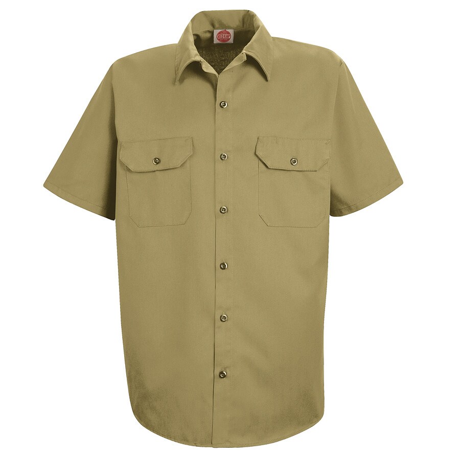 Red Kap Men's 3XL Khaki Twill Polyester Blend Short Sleeve Uniform Work ...