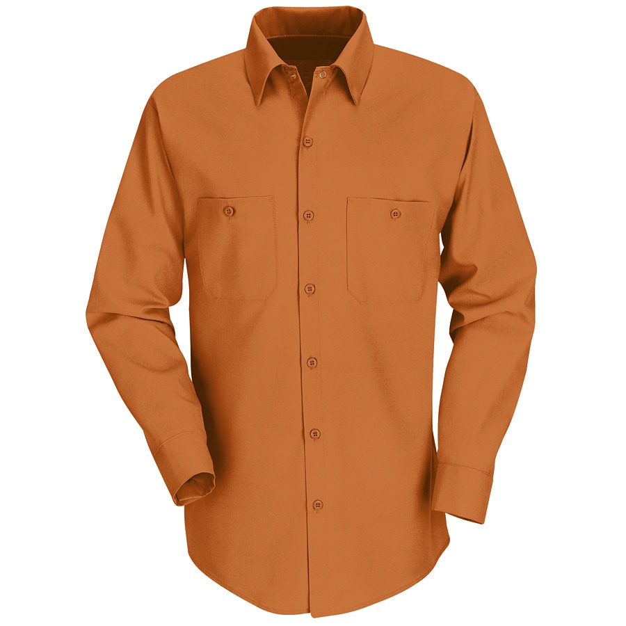 Red Kap Men's XX-Large Orange Poplin Polyester Blend Long Sleeve ...