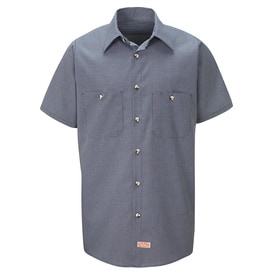 Mens Short Sleeve Micro-Check Uniform Shirt