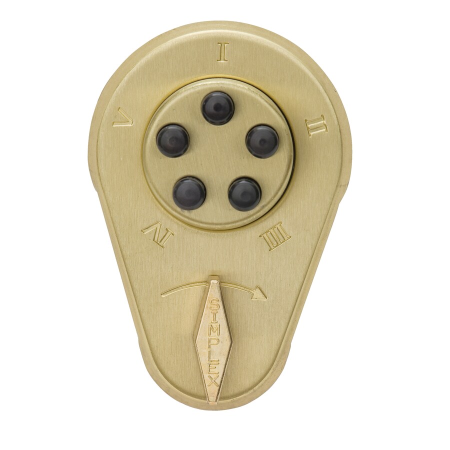 SIMPLEX Satin Brass Pushbutton Auxiliary Keyless Deadbolt