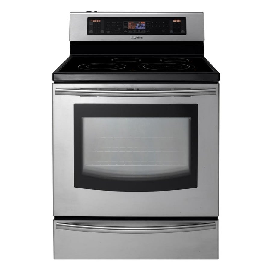 Samsung FE-N300WX 30-in Glass Top 5.9-cu ft Self-Cleaning with Steam Electric Range (Stainless Steel)